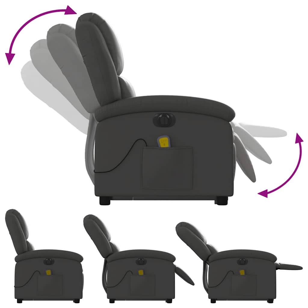 Fauteuil inclinable de massage électrique gris cuir véritable