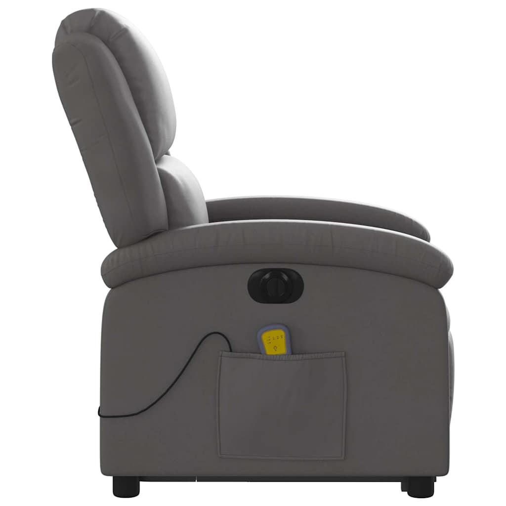 Fauteuil inclinable de massage électrique gris cuir véritable