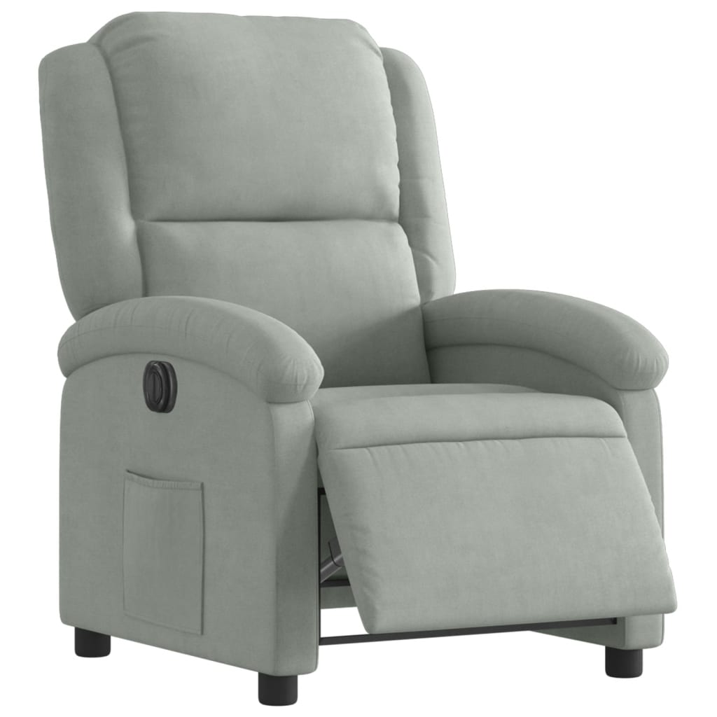 Fauteuil inclinable électrique gris clair velours