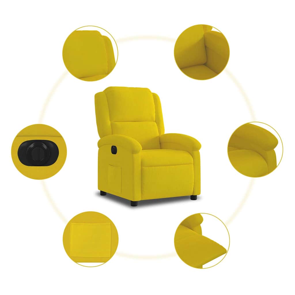 Fauteuil inclinable électrique jaune velours