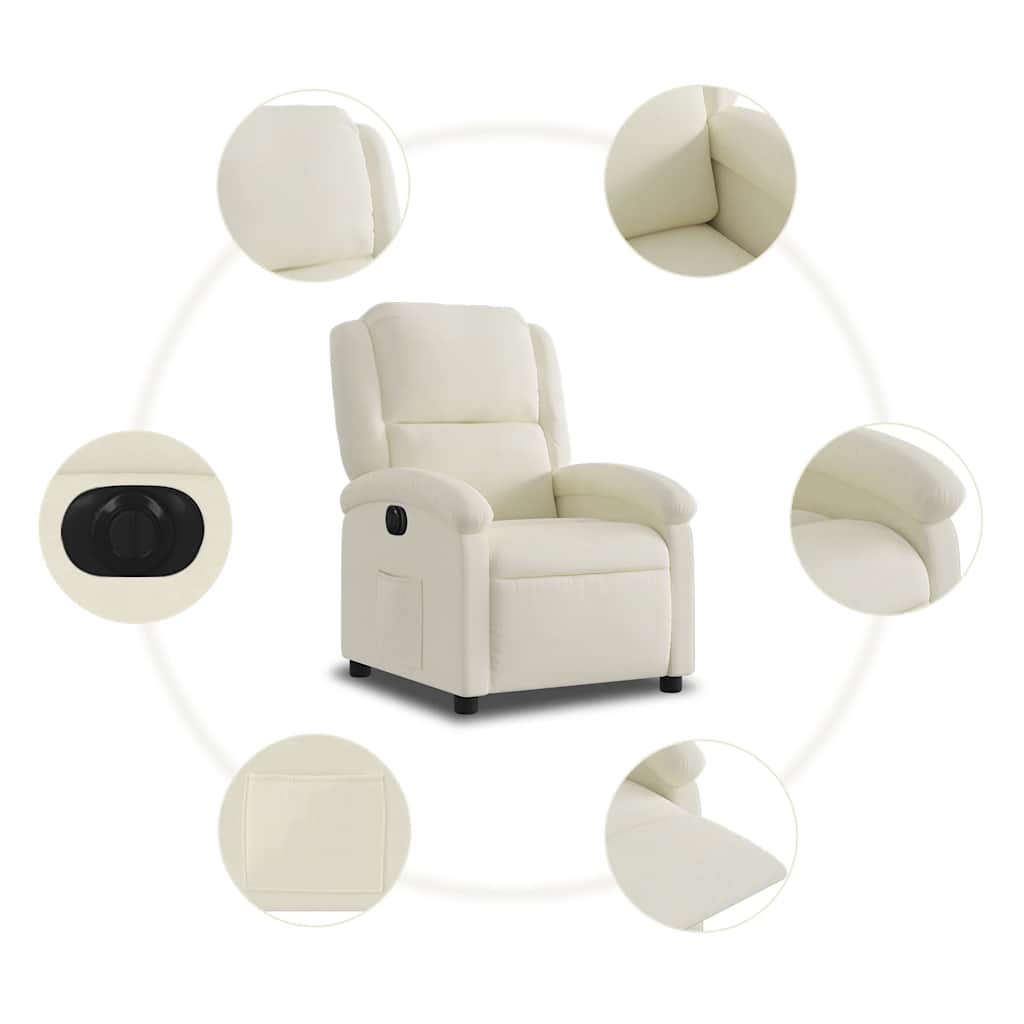 Fauteuil inclinable électrique Crème Velours