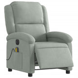 Fauteuil inclinable électrique de massage gris clair velours