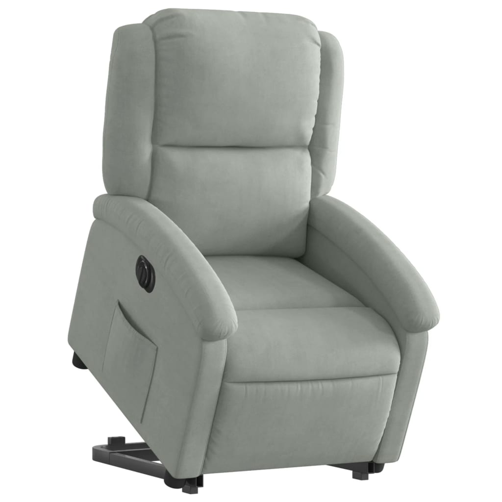 Fauteuil inclinable électrique gris clair velours