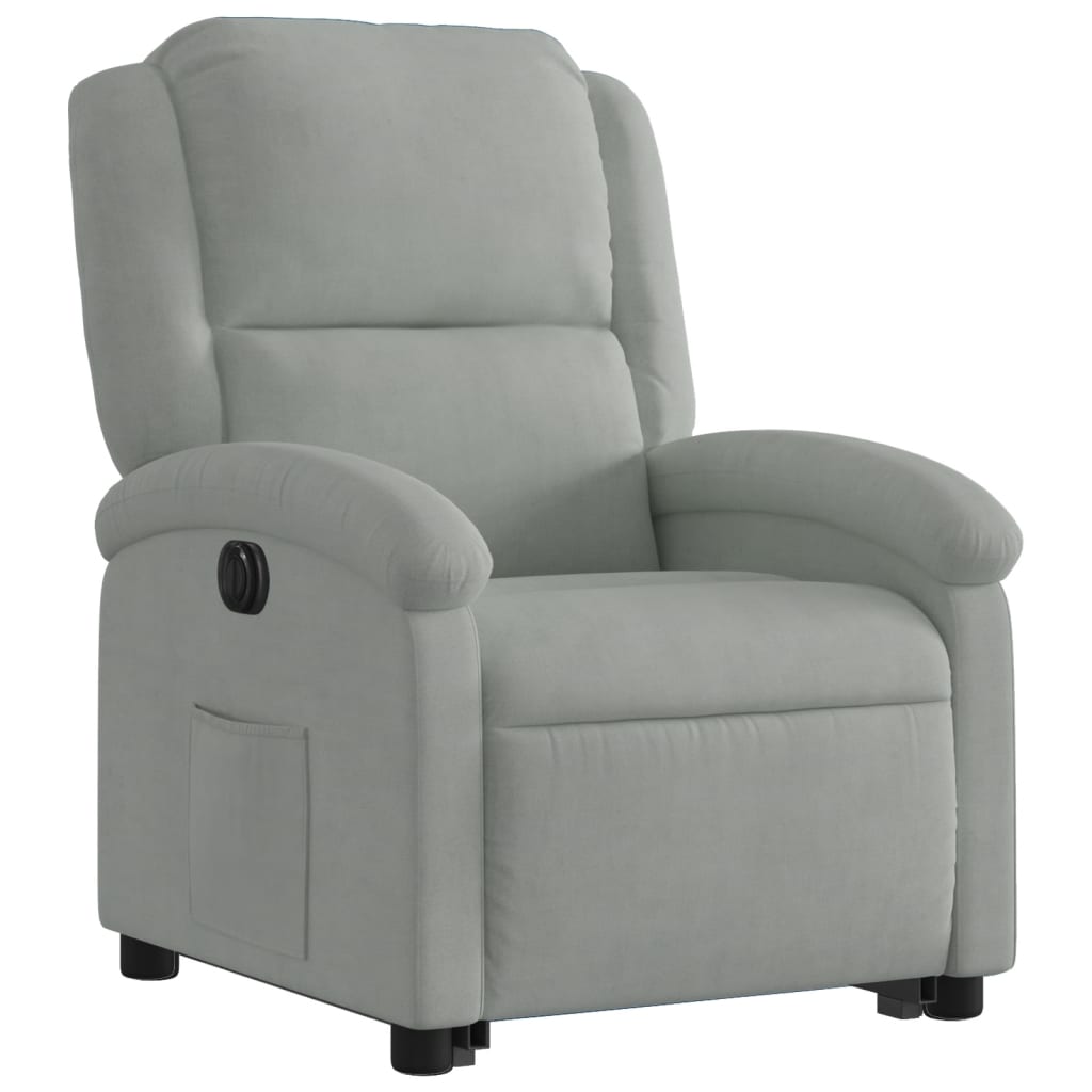 Fauteuil inclinable électrique gris clair velours