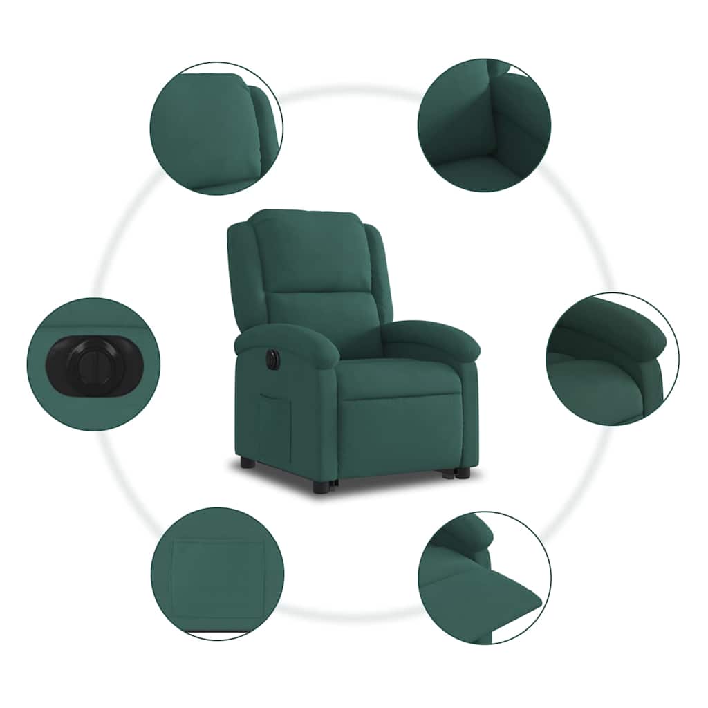 Fauteuil inclinable électrique vert foncé velours