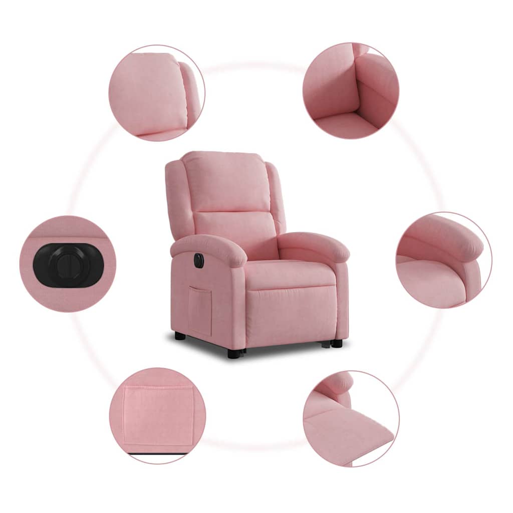 Fauteuil inclinable électrique rose velours