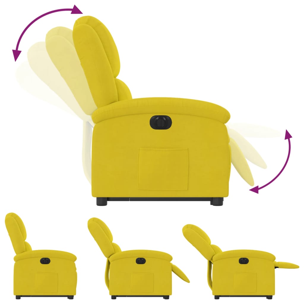 Fauteuil inclinable électrique jaune Velours