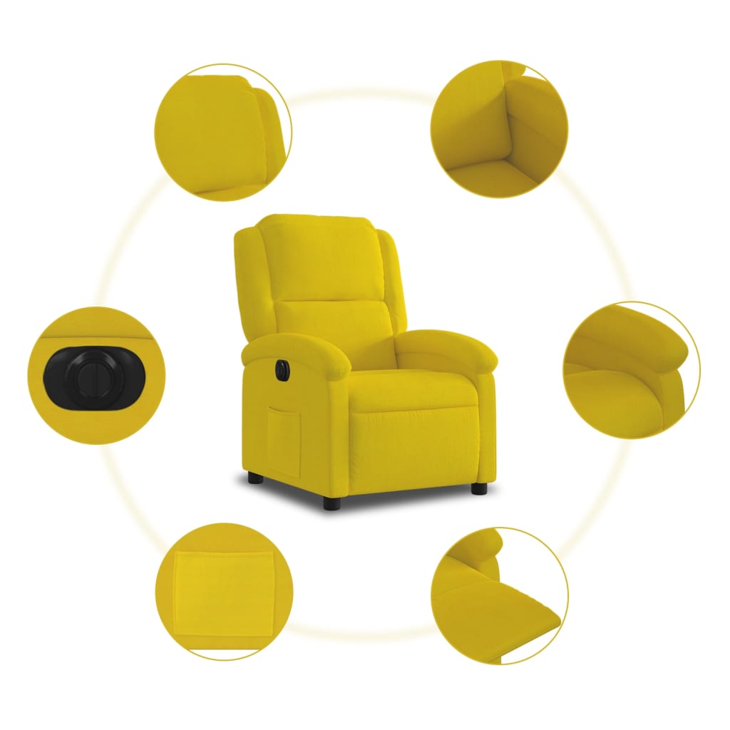 Fauteuil inclinable électrique jaune Velours