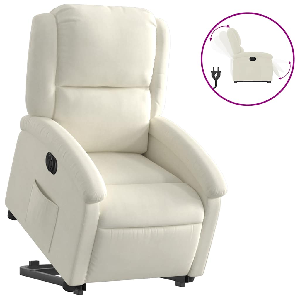 Fauteuil inclinable électrique crème velours