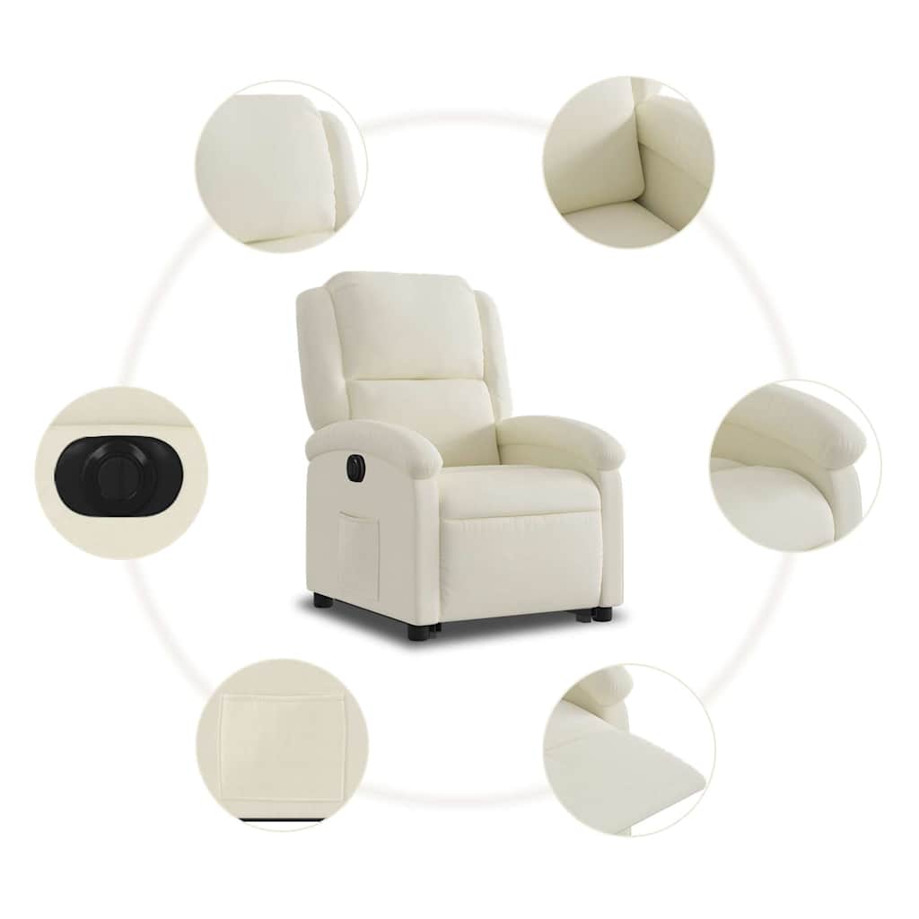 Fauteuil inclinable électrique crème velours