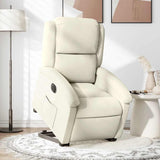 Fauteuil inclinable électrique crème velours