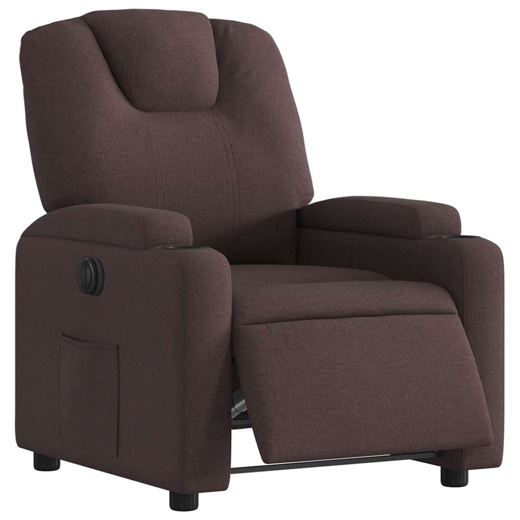 Fauteuil inclinable électrique Marron foncé Tissu