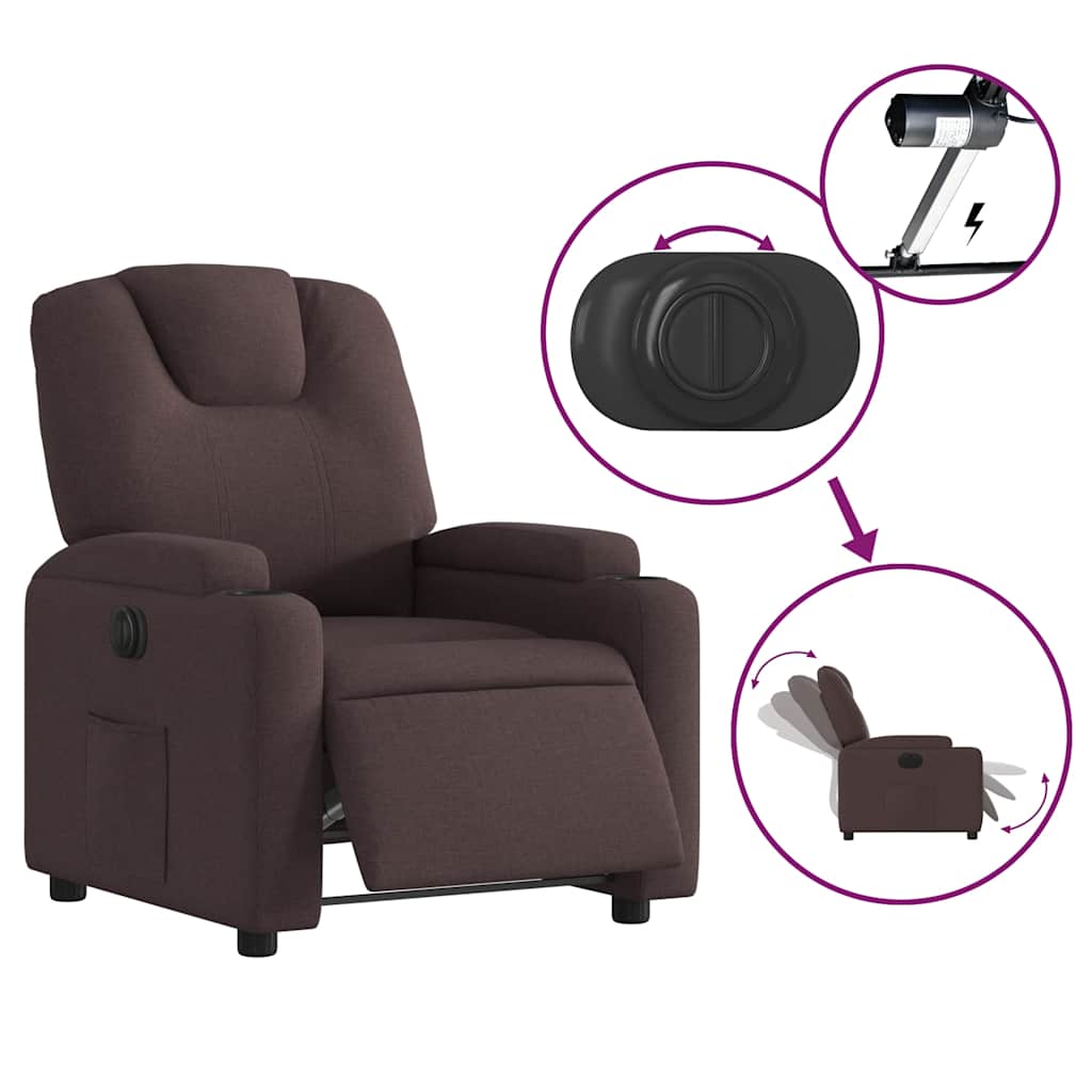 Fauteuil inclinable électrique Marron foncé Tissu