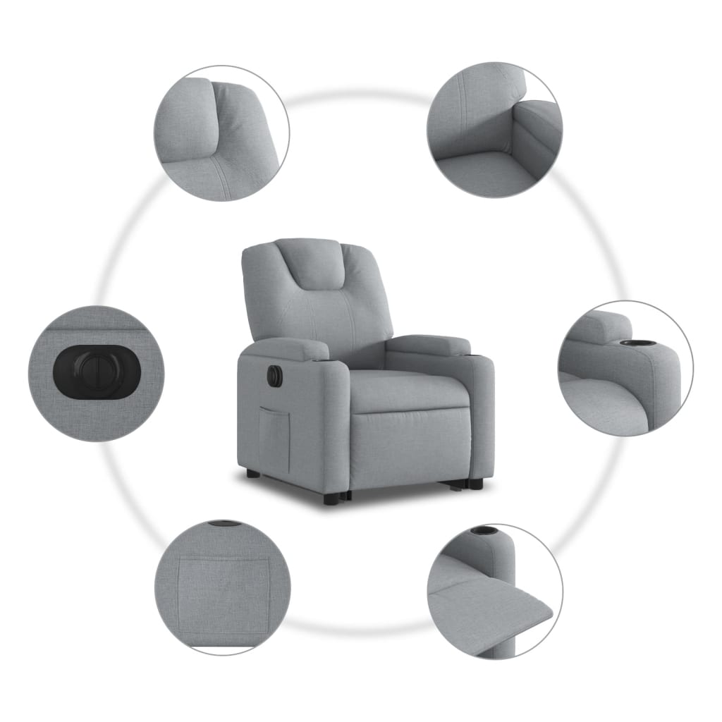Fauteuil inclinable électrique gris clair tissu