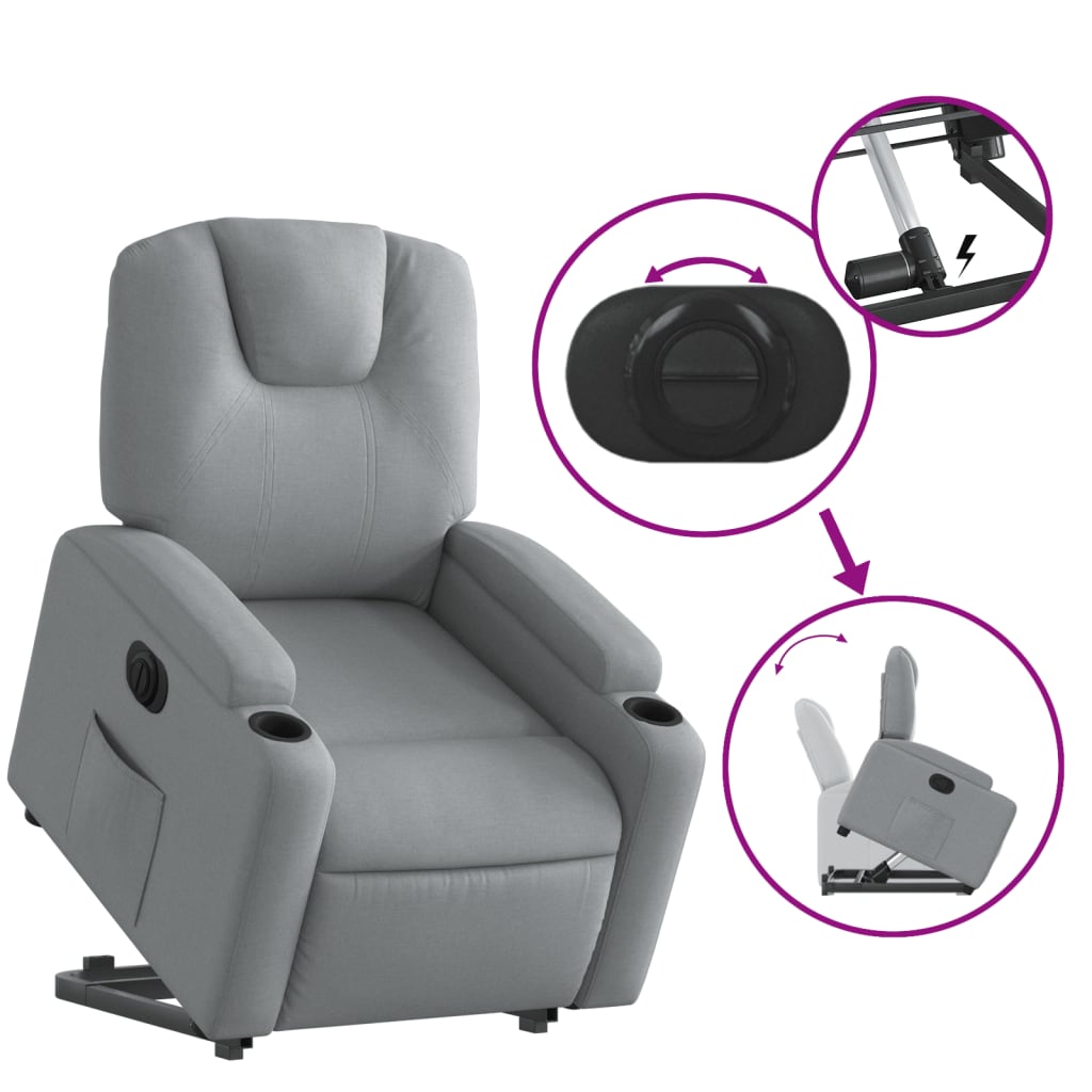 Fauteuil inclinable électrique gris clair tissu