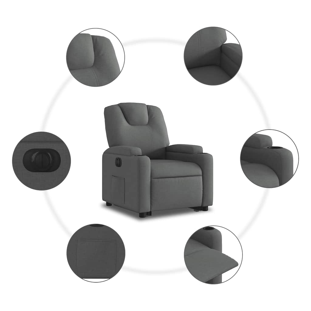 Fauteuil inclinable électrique gris foncé tissu