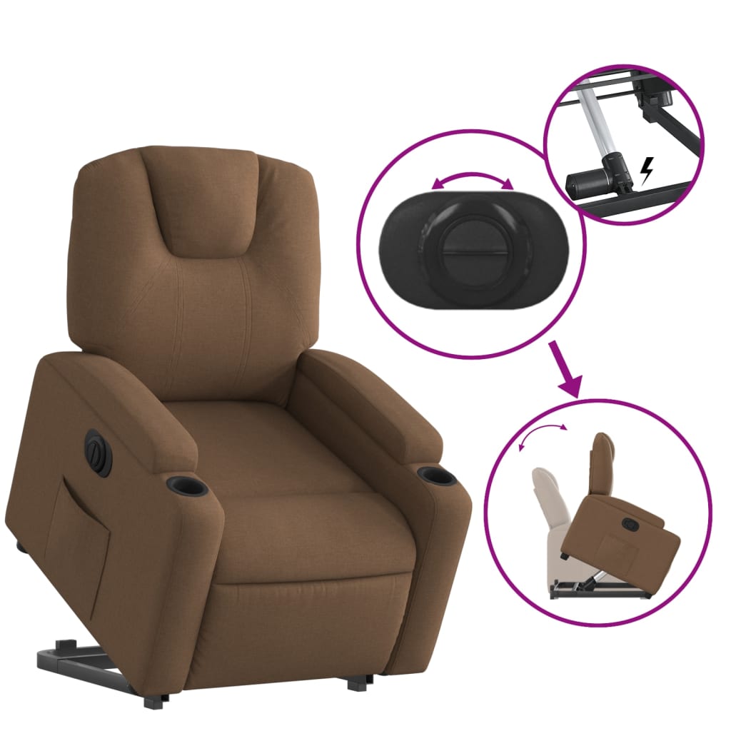 Fauteuil inclinable électrique marron tissu