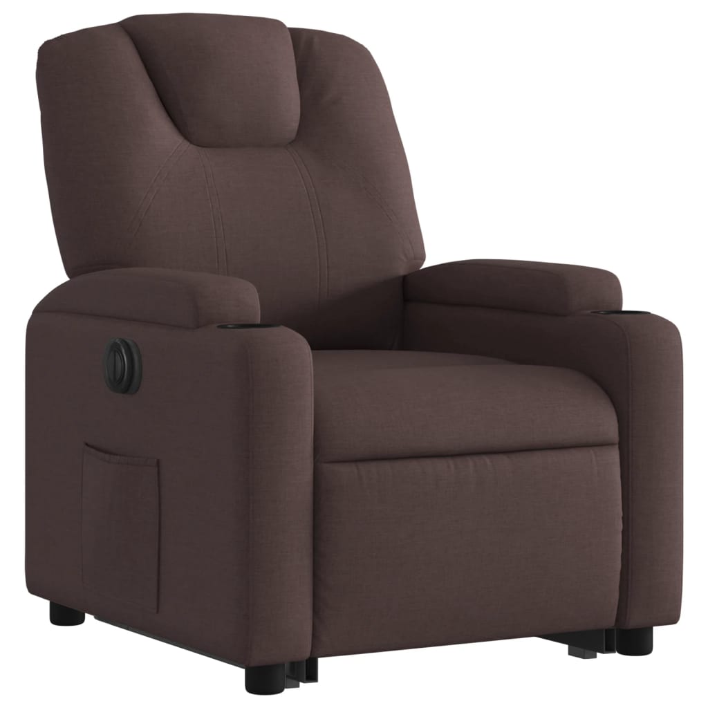 Fauteuil inclinable électrique marron foncé tissu