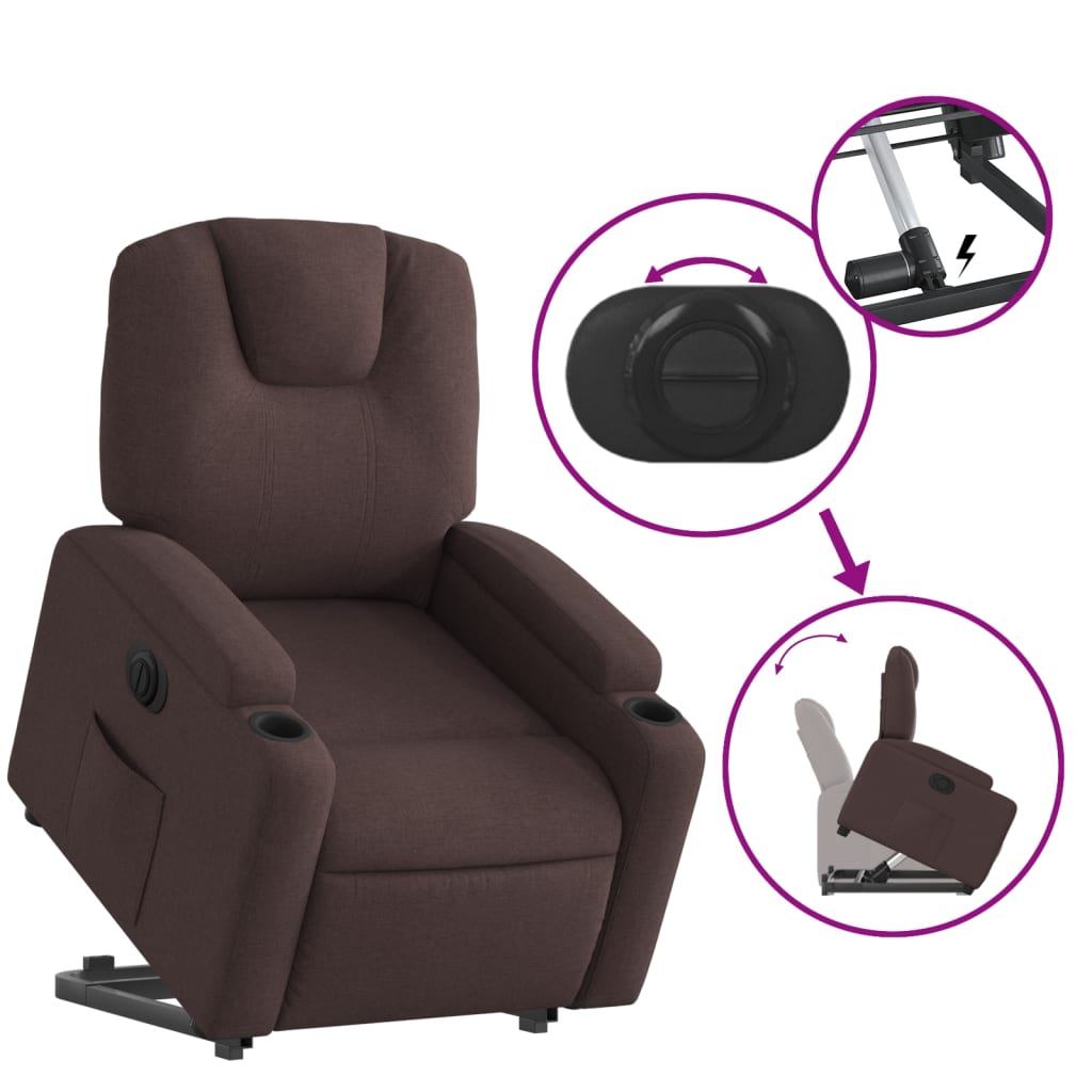 Fauteuil inclinable électrique marron foncé tissu