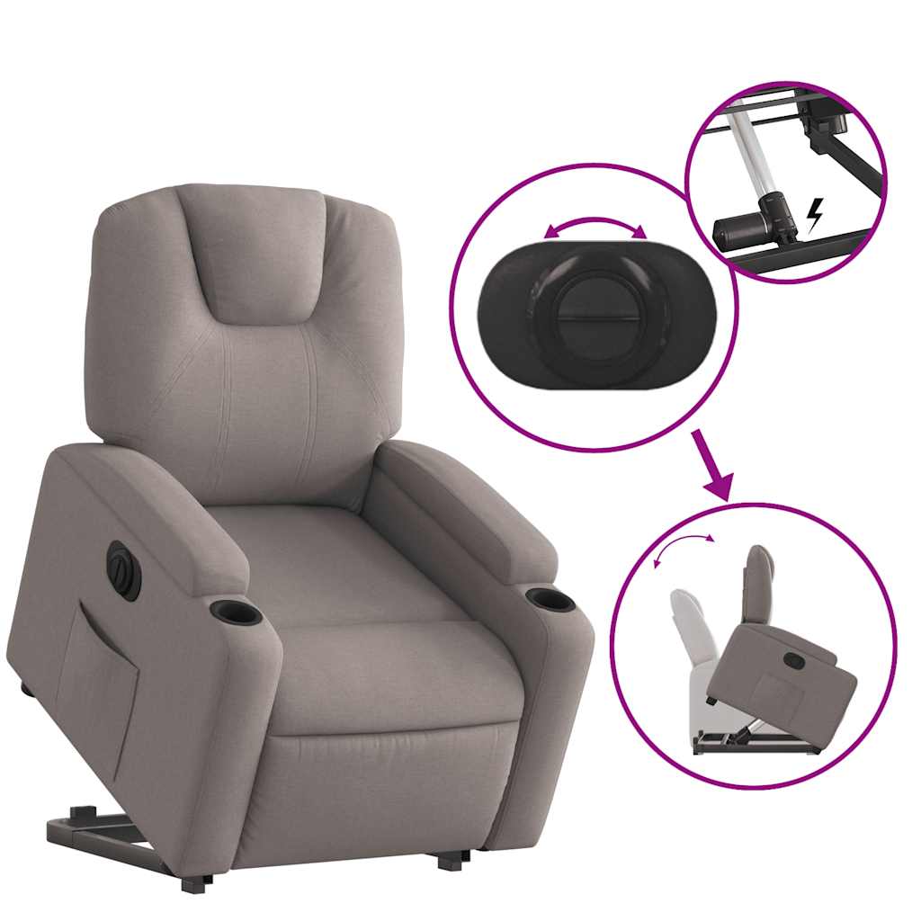 Fauteuil inclinable électrique taupe tissu