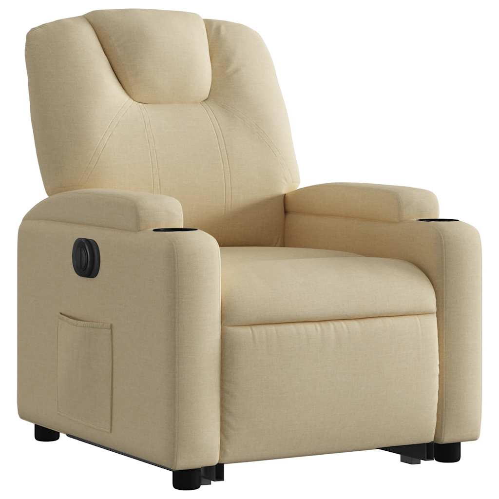 Fauteuil inclinable électrique crème tissu