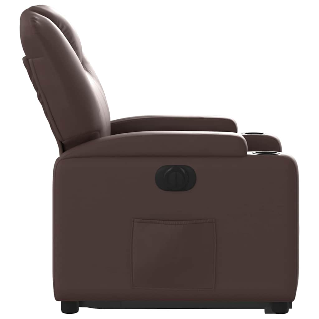 Fauteuil inclinable électrique marron similicuir