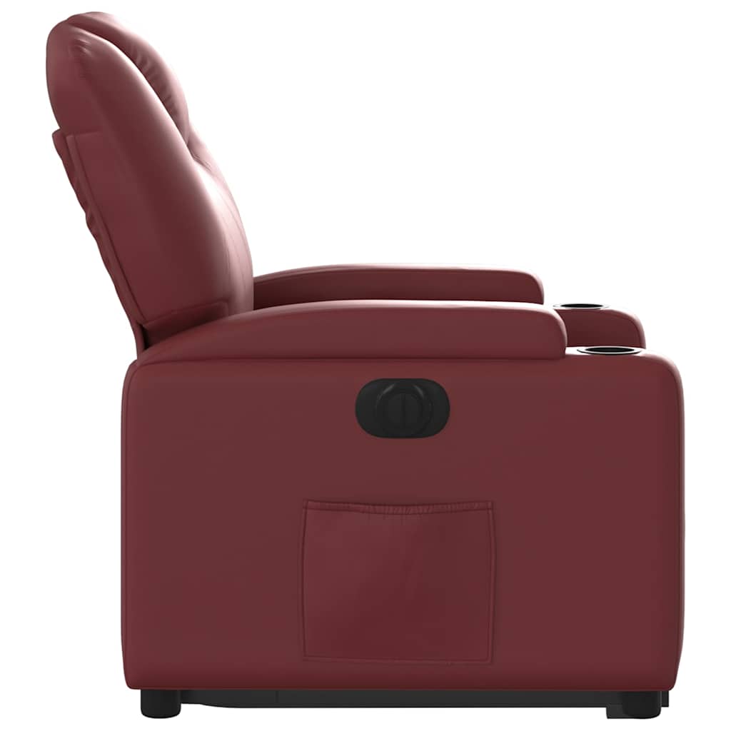 Fauteuil inclinable électrique rouge bordeaux similicuir