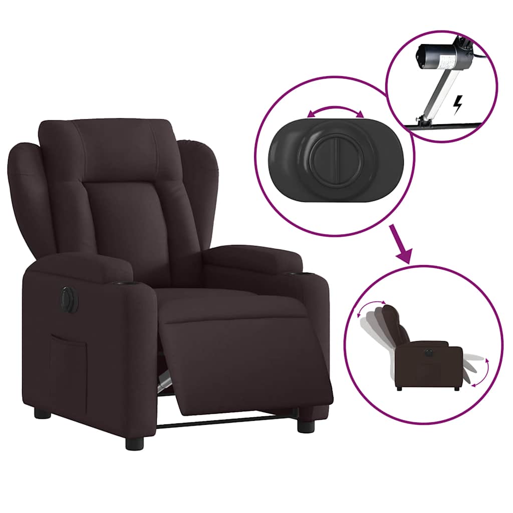 Fauteuil inclinable électrique Marron foncé Tissu
