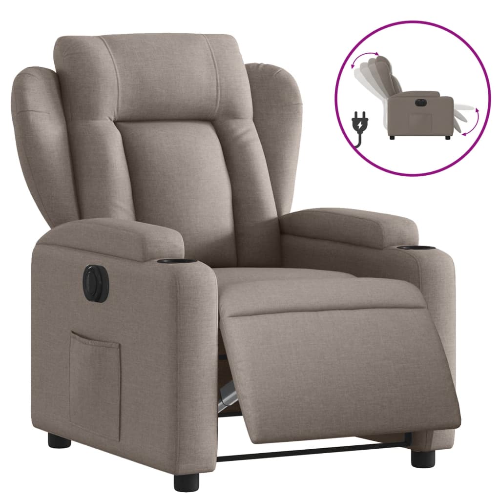Fauteuil inclinable électrique Taupe Tissu
