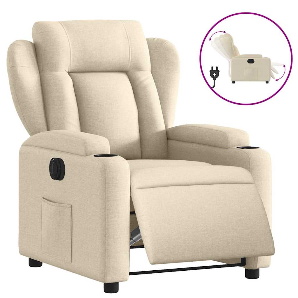 Fauteuil inclinable électrique Crème Tissu