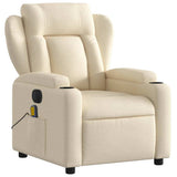 Fauteuil inclinable de massage électrique crème tissu