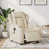Fauteuil inclinable de massage électrique crème tissu