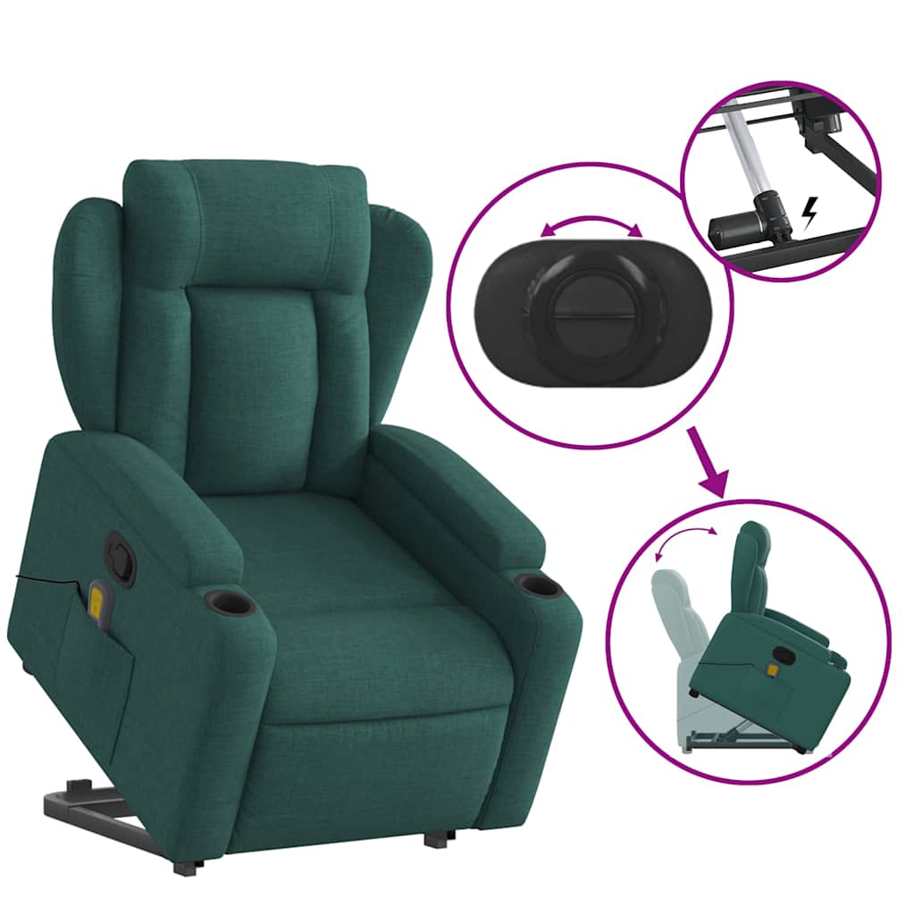Fauteuil inclinable de massage Vert foncé Tissu