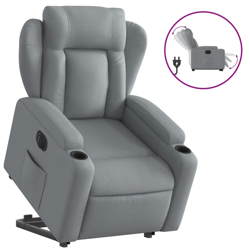 Fauteuil inclinable électrique gris clair tissu
