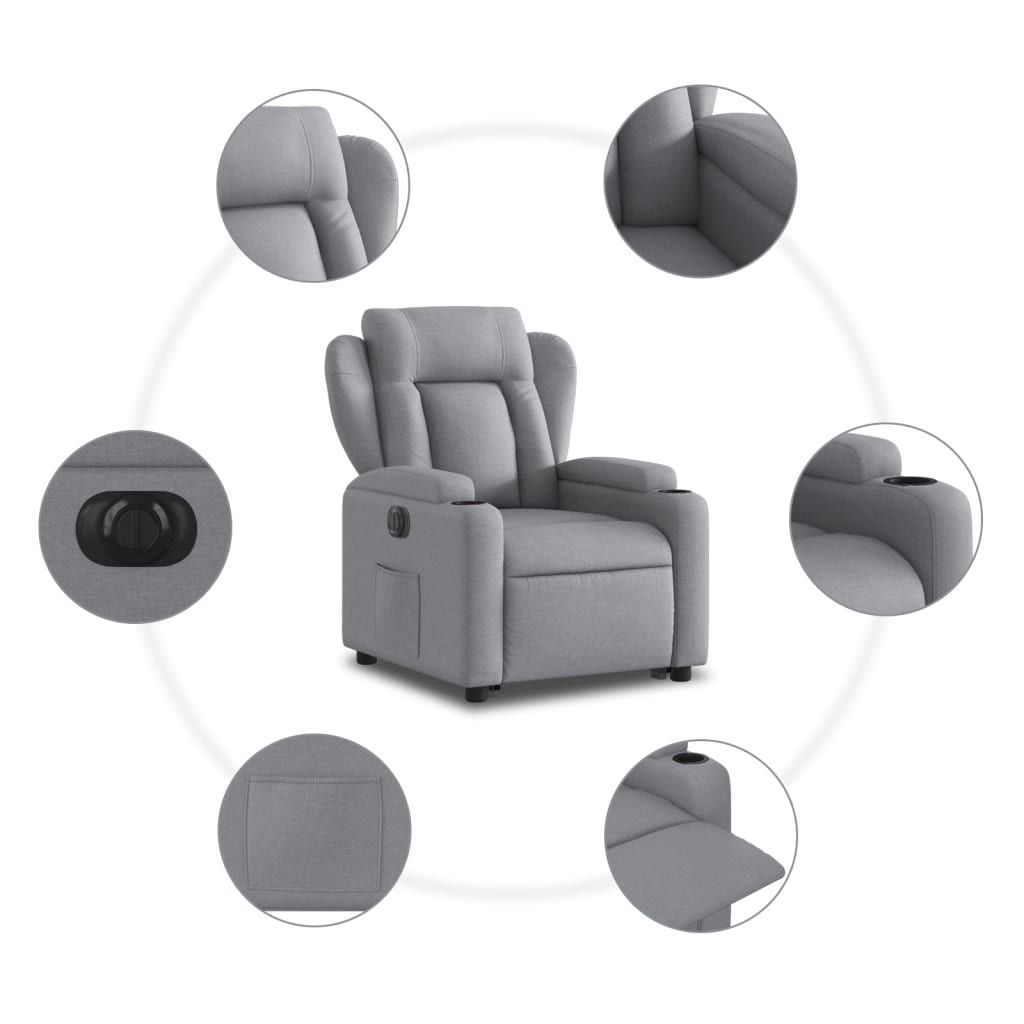 Fauteuil inclinable électrique gris clair tissu