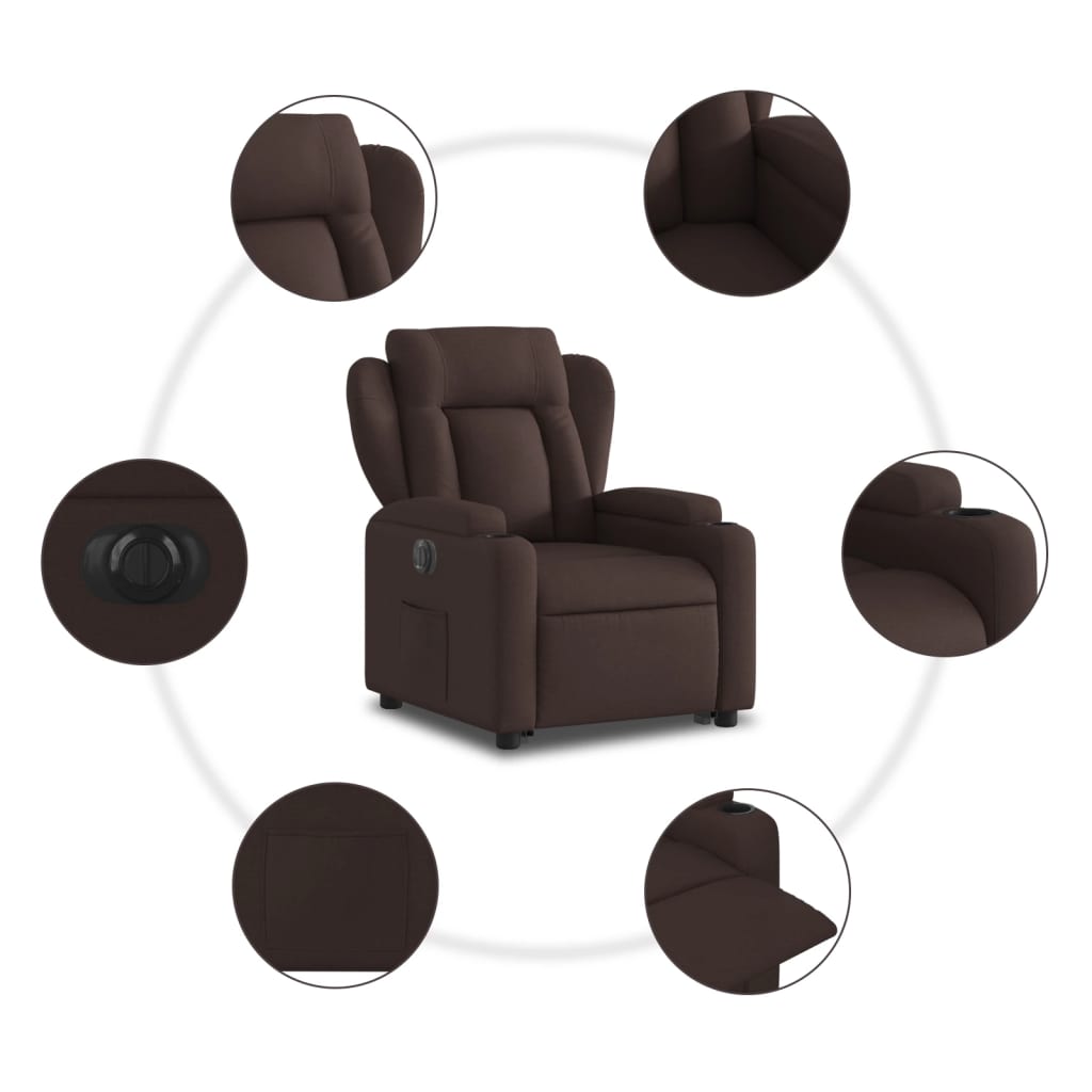 Fauteuil inclinable électrique marron foncé tissu