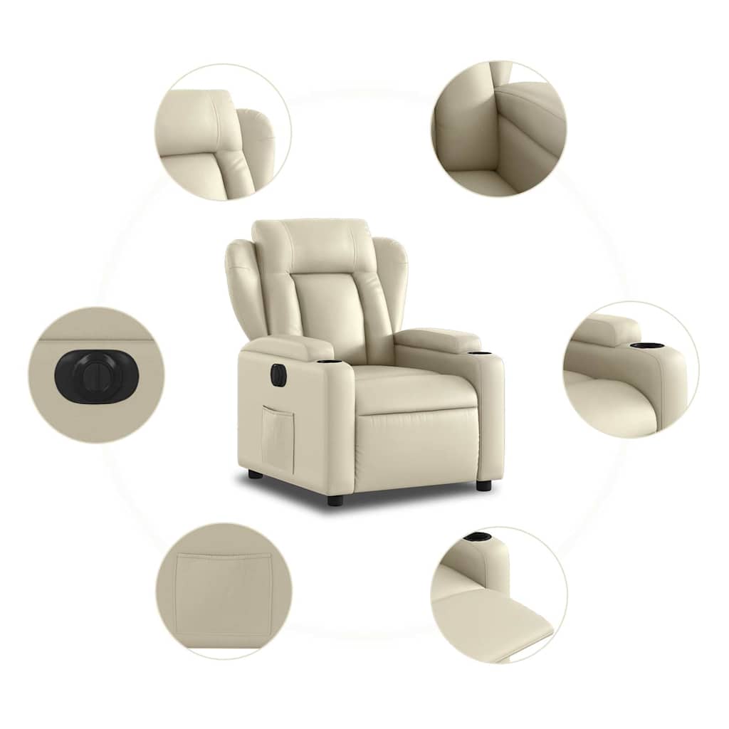 Fauteuil inclinable électrique Crème Similicuir