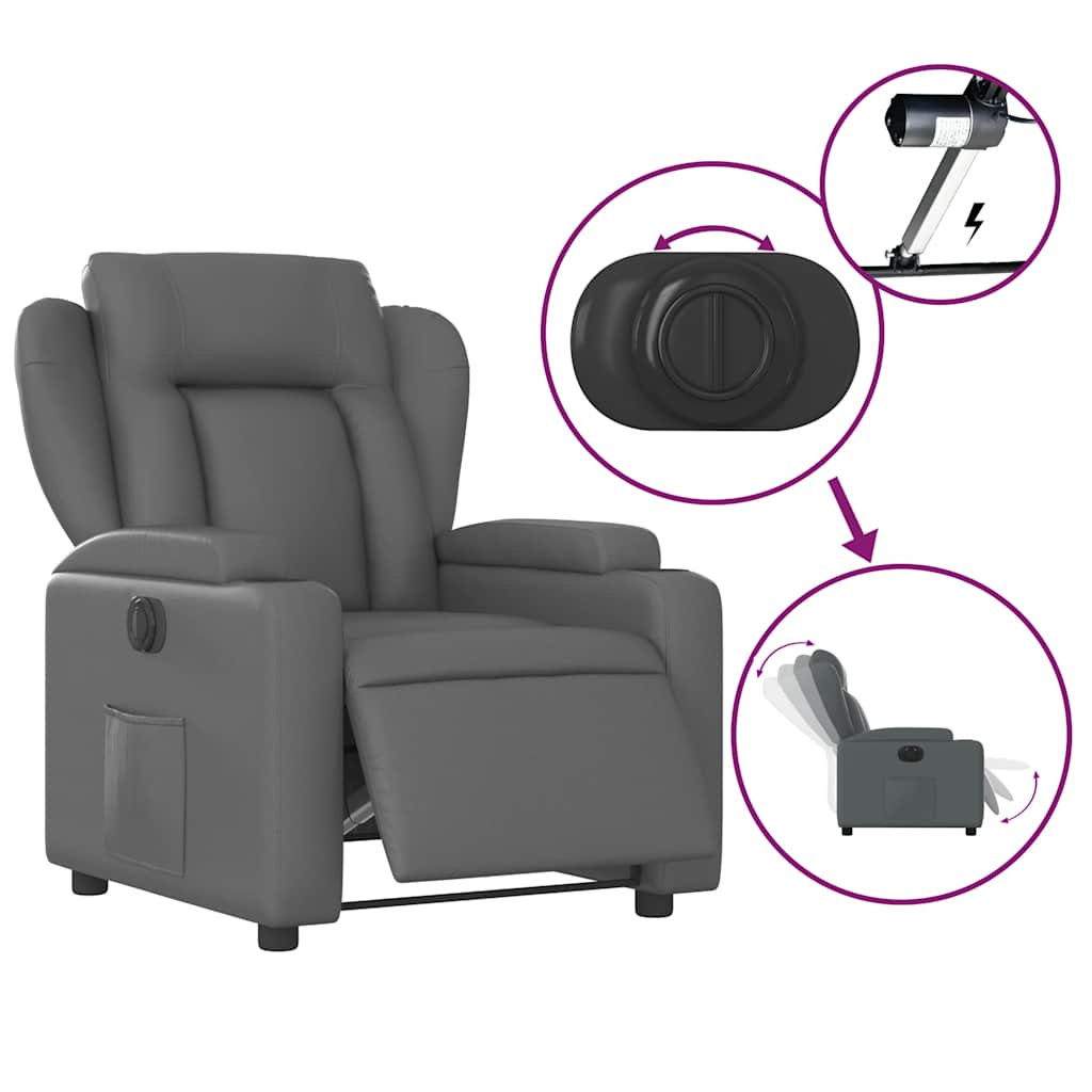 Fauteuil inclinable électrique Gris Similicuir