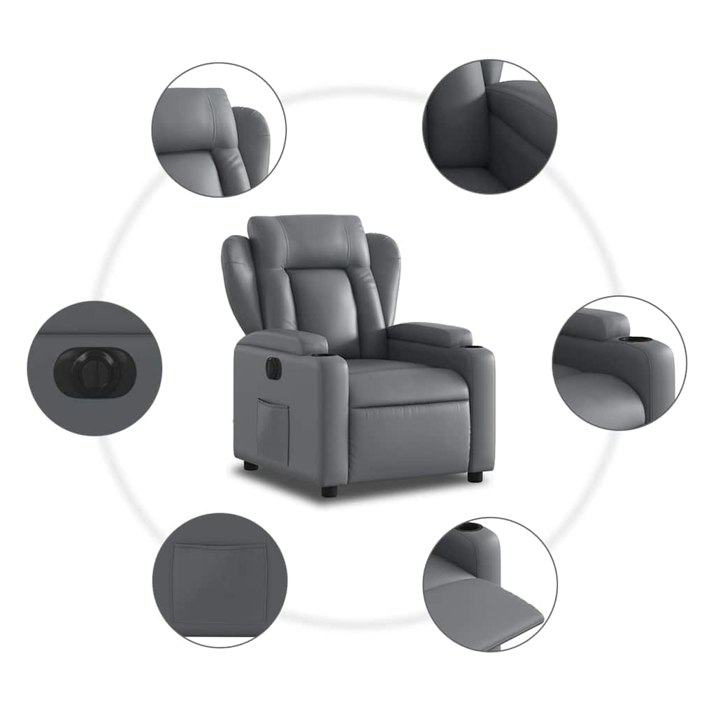 Fauteuil inclinable électrique Gris Similicuir