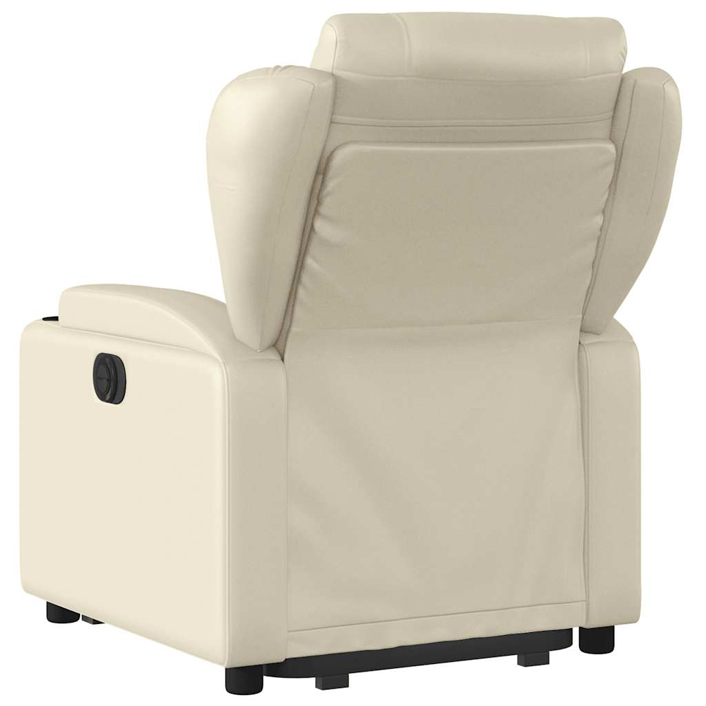 Fauteuil inclinable électrique crème similicuir