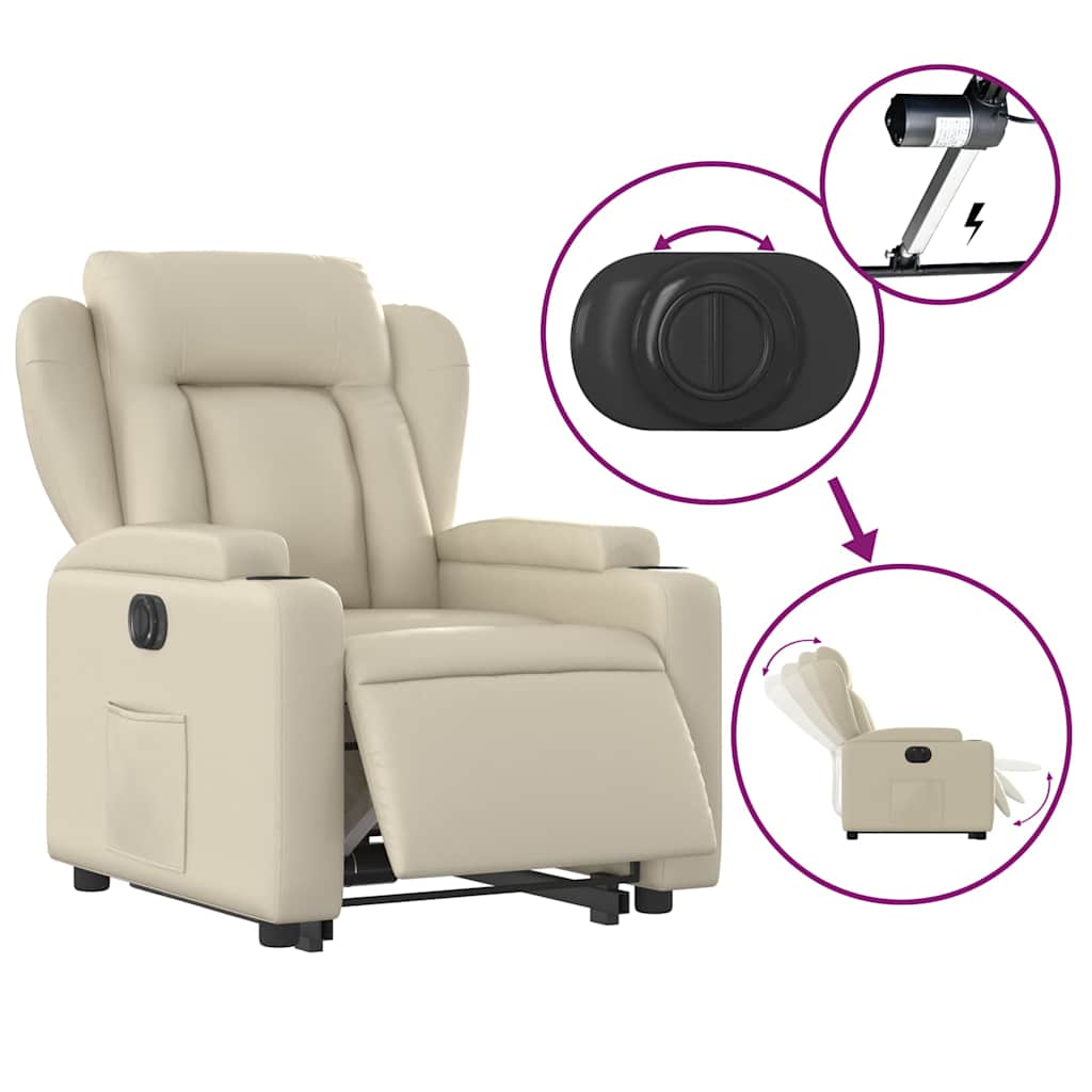 Fauteuil inclinable électrique crème similicuir