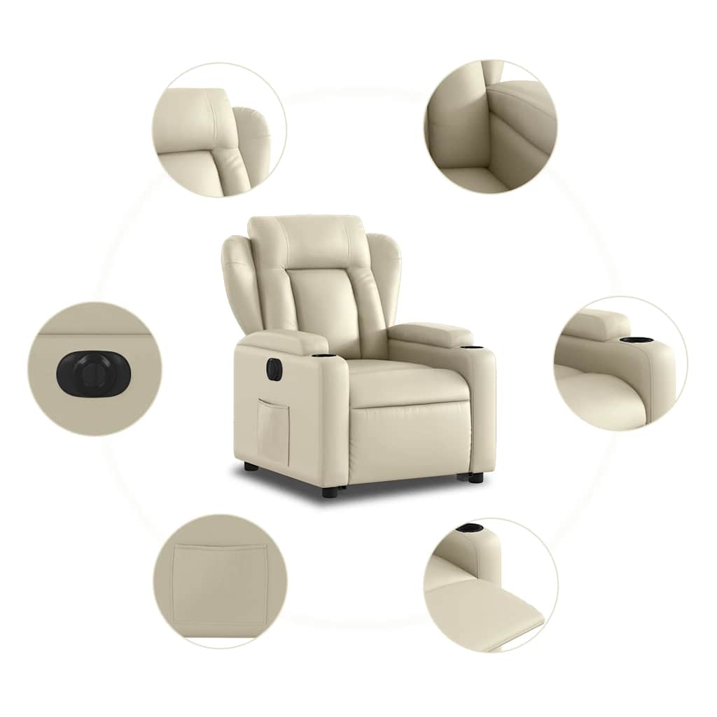 Fauteuil inclinable électrique crème similicuir