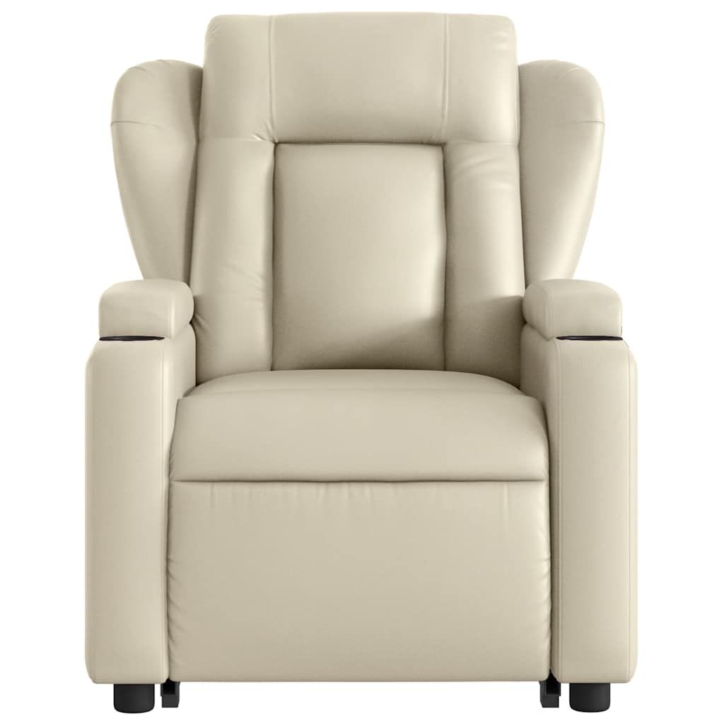 Fauteuil inclinable électrique crème similicuir