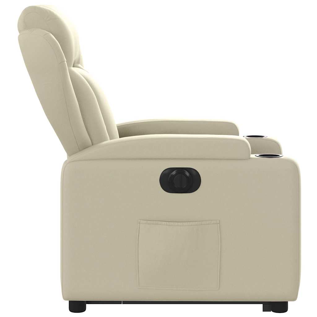 Fauteuil inclinable électrique crème similicuir