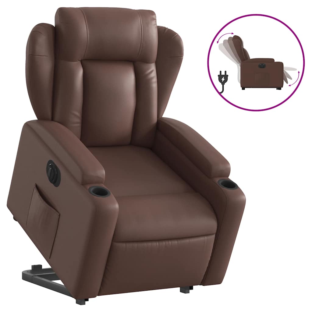 Fauteuil inclinable électrique marron similicuir