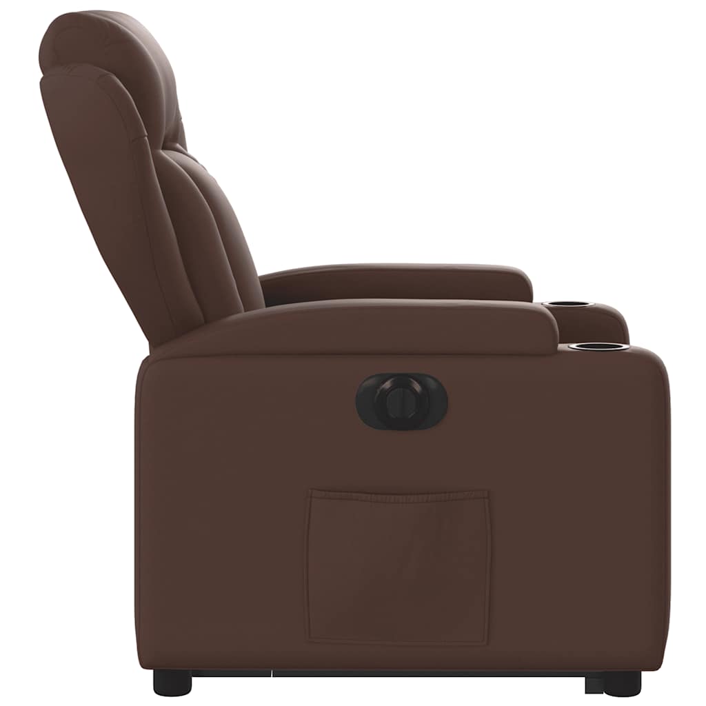 Fauteuil inclinable électrique marron similicuir