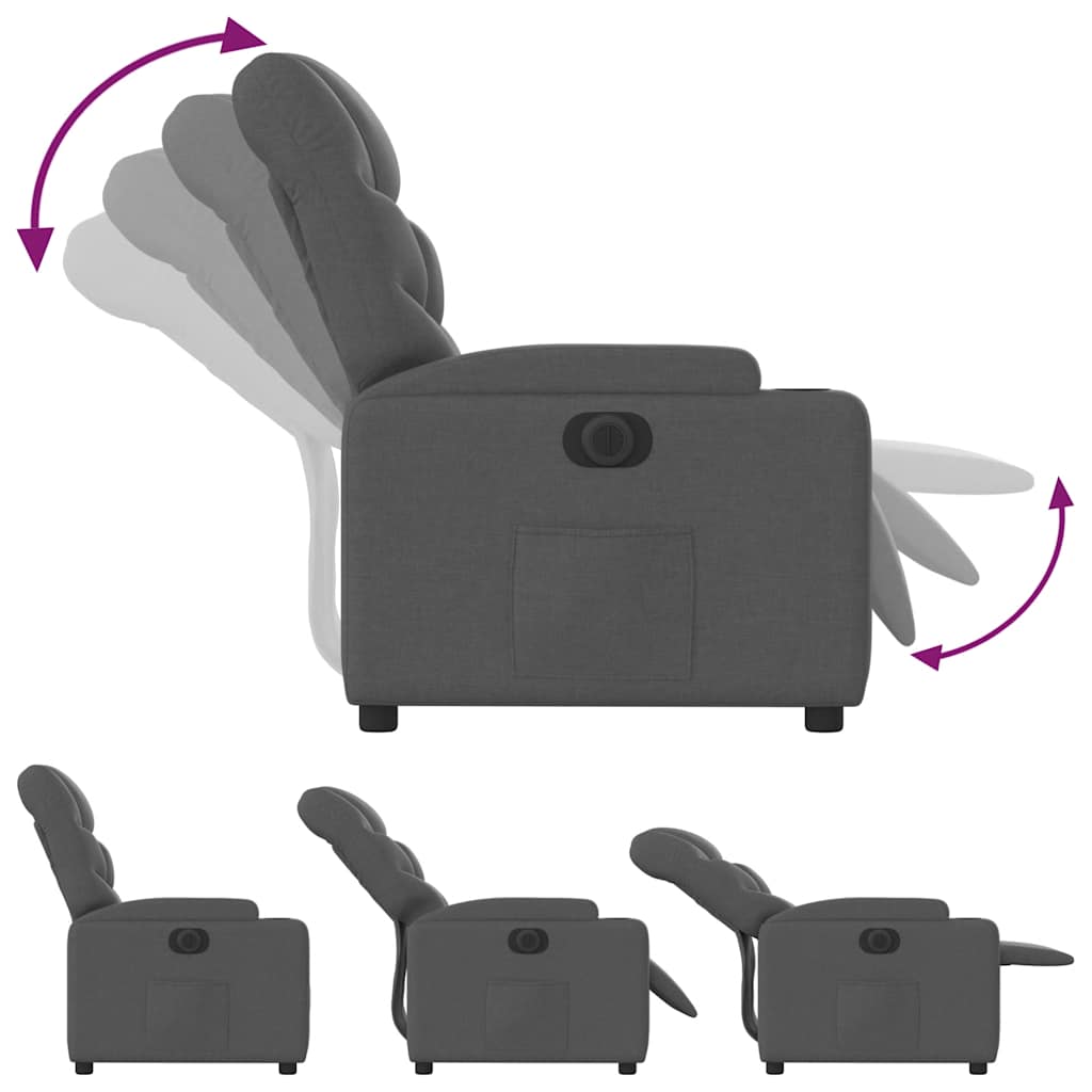Fauteuil inclinable électrique Gris foncé Tissu