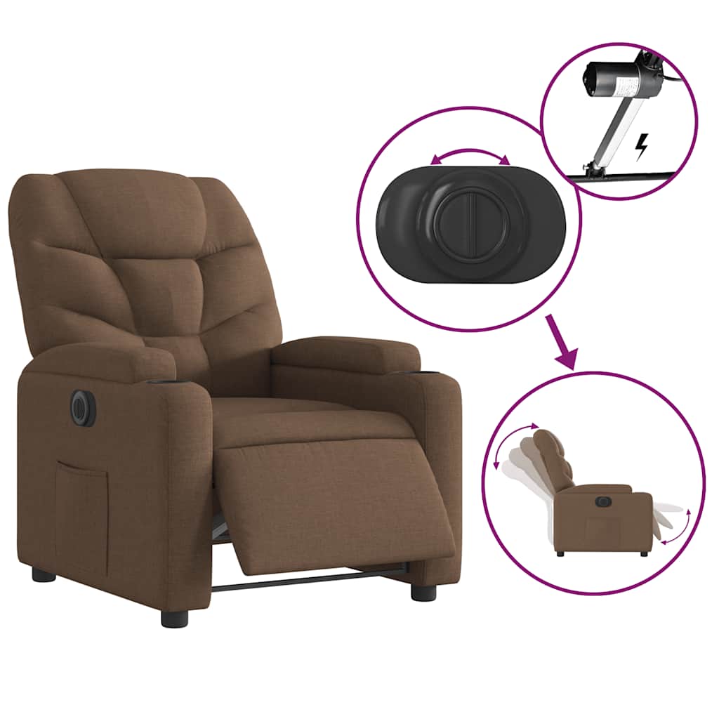 Fauteuil inclinable électrique Marron Tissu