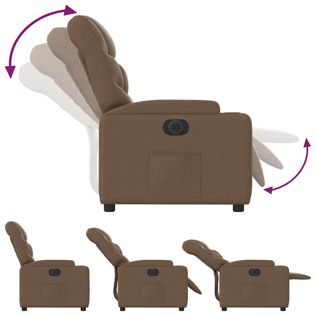 Fauteuil inclinable électrique Marron Tissu