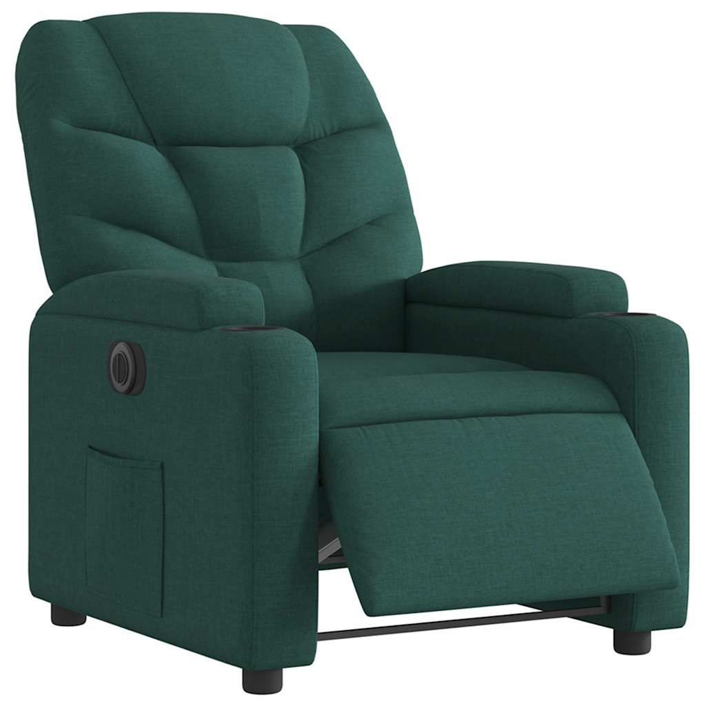 Fauteuil inclinable électrique Vert foncé Tissu